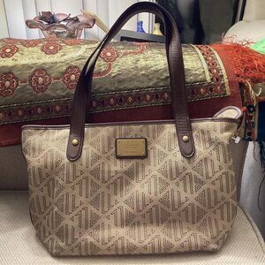 Brown and tan vintage bag bag